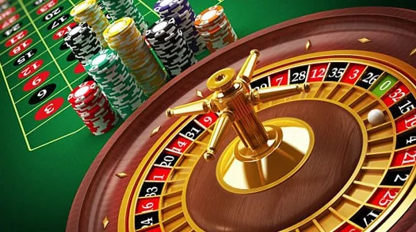 Slot machine with glowing jackpot symbols